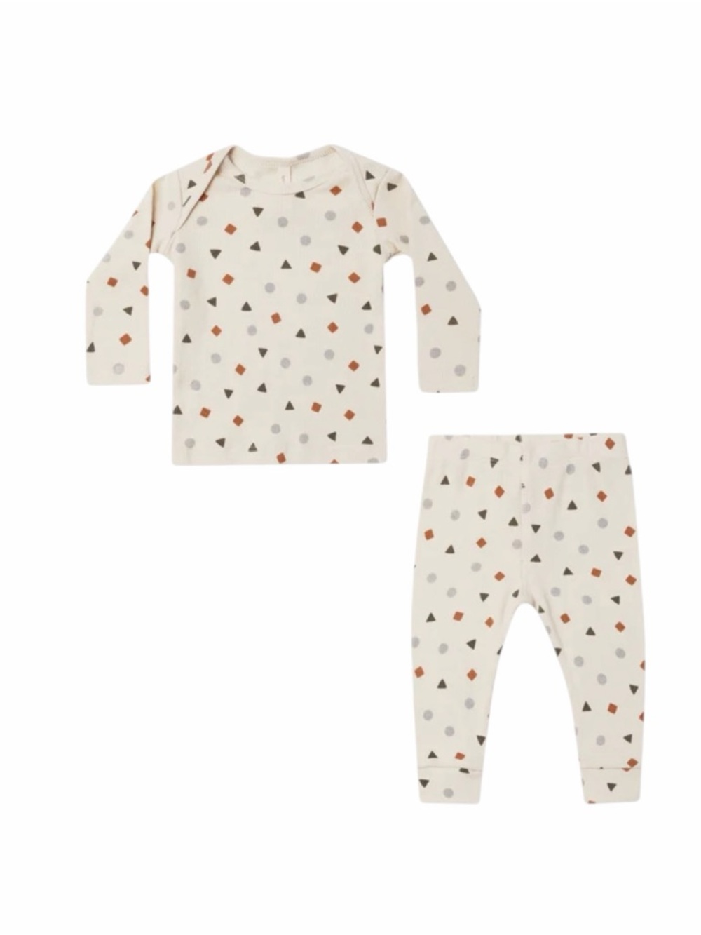 Kids Cream Geometric Long-Sleeve Pajama Set